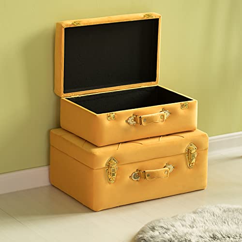 Vintiquewise Decorative Tufted Velvet Suitcase Treasure Chest - Product Imagery