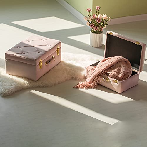Vintiquewise Decorative Tufted Velvet Suitcase Treasure Chest - Product Imagery