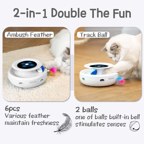 ORSDA 2in1 Interactive Toys for Indoor Cats, Timer Auto On/Off, - Product Imagery