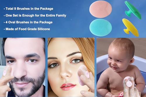 9-in-1 Face Scrubber Face Cleaning Brushes Super Soft Silicone - Product Imagery