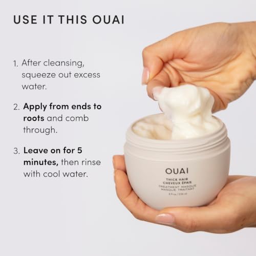 OUAI Thick Hair Mask - Deep Conditioning Hair Mask (8 Fl Oz) - Product Imagery
