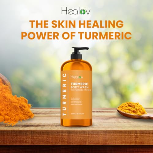 Healov Turmeric Body Wash – Skin Brightening Soap for Dark - Product Imagery