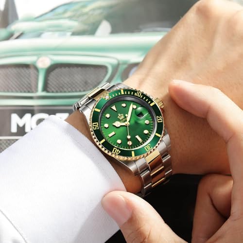 FANMIS Men's Two-Tone Stainless Steel Quartz Watch, Rotating - Product Imagery