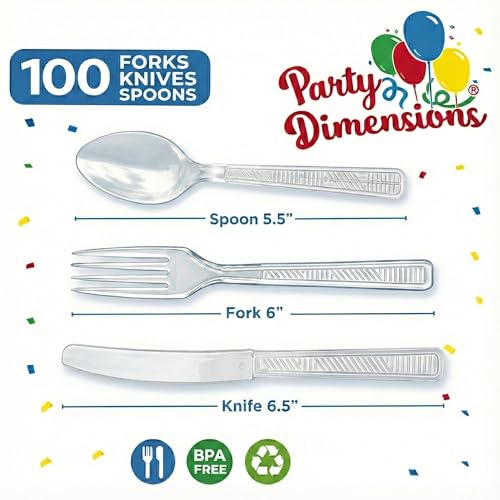 Party Dimensions 300 Count Plastic Cutlery Combo Box, Disposable - Product Imagery