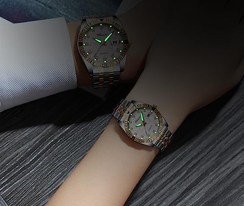 MASTOP Swiss Brand Two Tone Watch Men Women Gold Silver Couple - Product Imagery