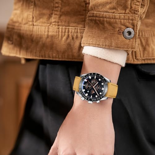 LN LENQIN Mens Watches Leather Watch Luminous Analog Quartz - Product Imagery