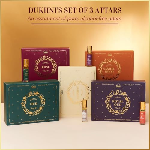 Dukhni Sandalwood Attar Oil 3 x 6ml Perfume Roll on | Islamic - Product Imagery