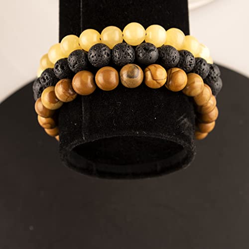 TIGERSTAR Natural Lava Rock Beads Bracelet,Stretch Elastic - Product Imagery