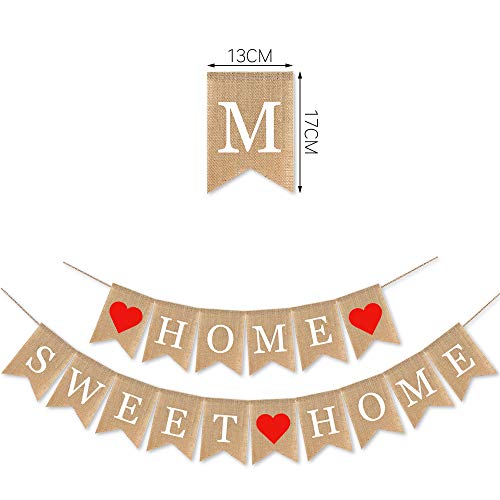 SWYOUN Burlap Home Sweet Home Banner Housewarming Party Garland - Product Imagery