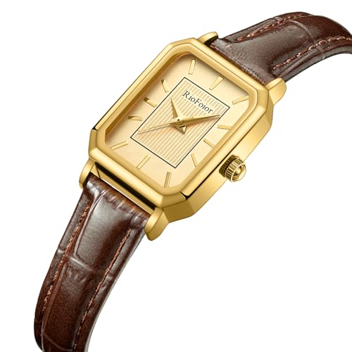 Gold Watches for Women-Rectangular Case Minimalist - Product Imagery