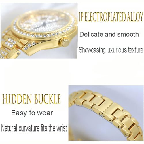 ADSBIAOYE Gold Watches for Women Luxury Diamond Ladies Bracelet - Product Imagery