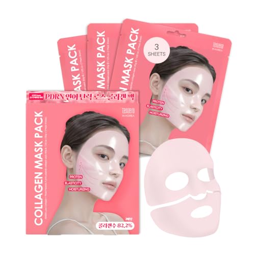 tenzero Rose Peptide Collagen Mask Pack (3 Sheets x 30g), - Product Imagery