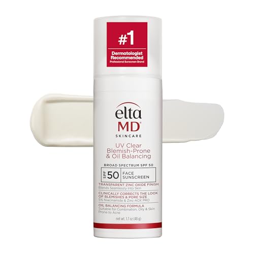 EltaMD UV Clear Face Sunscreen with Zinc Oxide, Oil-Free, SPF 46 and SPF 50 – 01 - New Blemish Prone (1.7 oz), Oil Free,