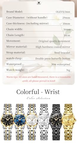 OLEVS Womens Watches Classic Dress Female Wristwatch Ladies - Product Imagery