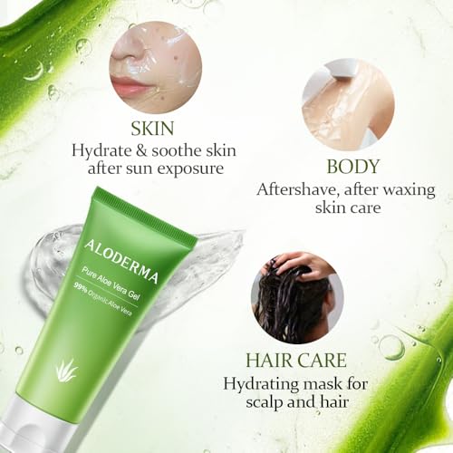 Aloderma Aloe Vera Gel Made within 12 Hours of Harvest with 99% - Product Imagery