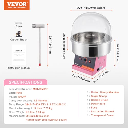 VEVOR Cotton Candy Machine Commercial, 1000W Electric Floss - Product Imagery