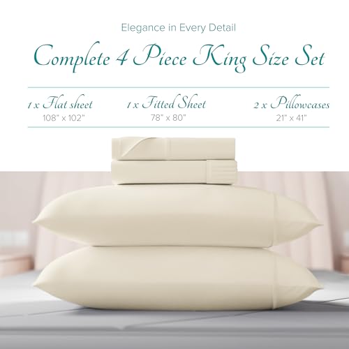 Carressa Linen 100% Egyptian Cotton King Size Sheets Set - 800 - Product Imagery