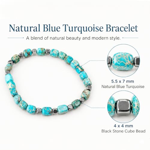 Turquoise Hematite Beaded Bracelet for Men & Women - Product Imagery