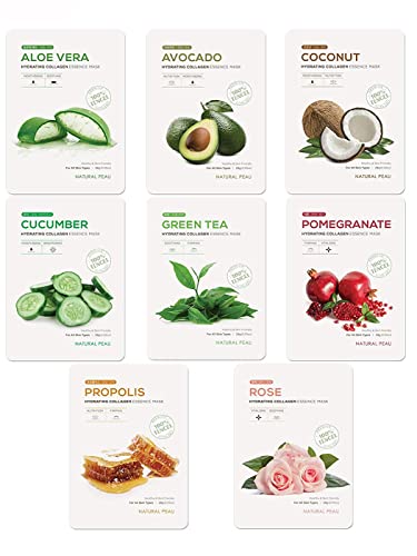 [8 Variety Packs] Hydrating Collagen Essence Face Mask (28 g / - Product Imagery