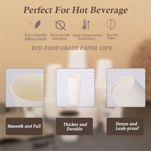 Lamosi 300 Pack Paper Cups 8 oz, Disposable Coffee Cups, Paper - Product Imagery