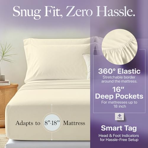 Carressa Linen 100% Egyptian Cotton Queen Sheet Set - 600 Series - Product Imagery