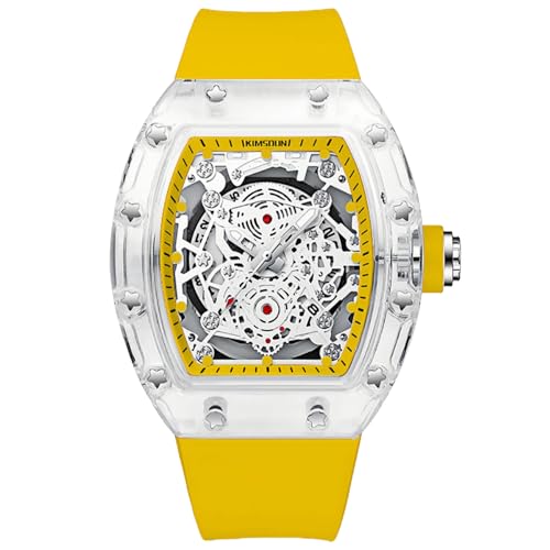 Gosasa Men's Transparent Tonneau Quartz Watch, Skeleton-Style - Product Imagery