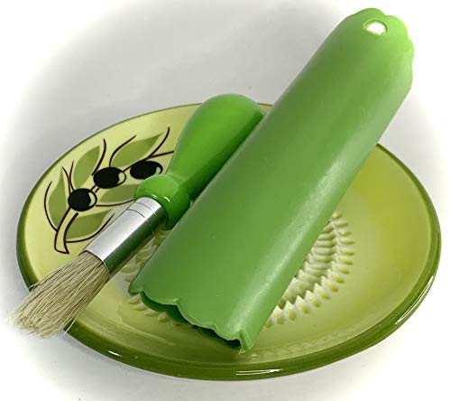 Premium Ceramic Garlic Grater Plate Set - Yellow Olive - Product Imagery