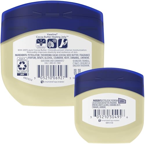 Vaseline Cocoa Butter Healing Jelly, 2 Sizes (7.5 Oz & 1.75 Oz) - Product Imagery