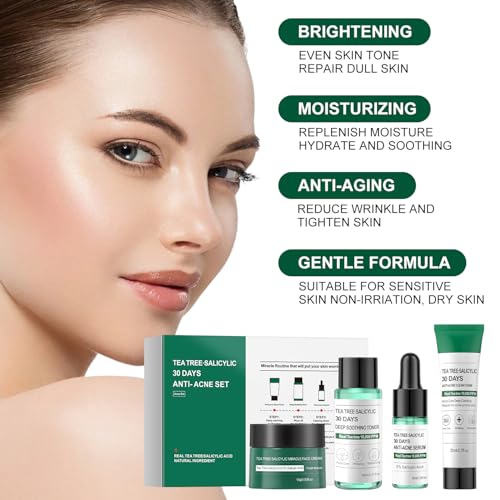 Tea Tree Salicylic Acid Facial Skin Care Set, Acne Treatment - Product Imagery