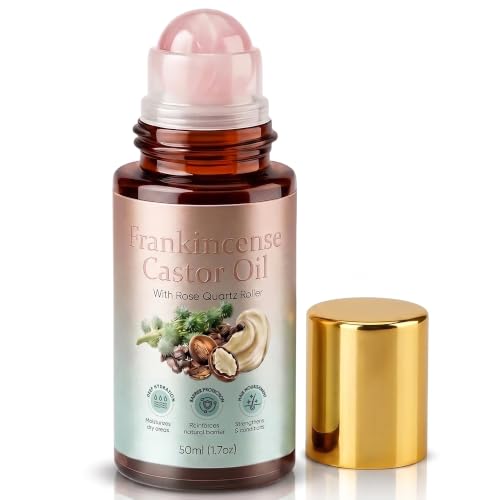 Organic Castor Oil Rose Quartz Roller Ball with Frankincense - Premium Selection Official Imagery - 1