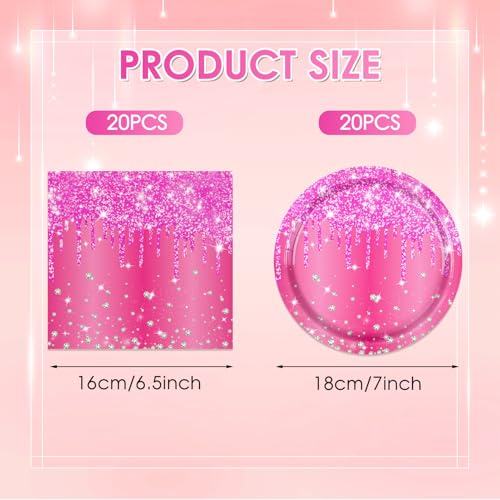 40 PCS Hot Pink Happy Birthday Decorations - Rose Pink Party - Product Imagery