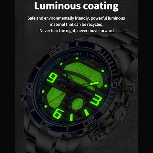 Men Luxury Dual Display Luminous Waterproof Analog Quartz - Product Imagery