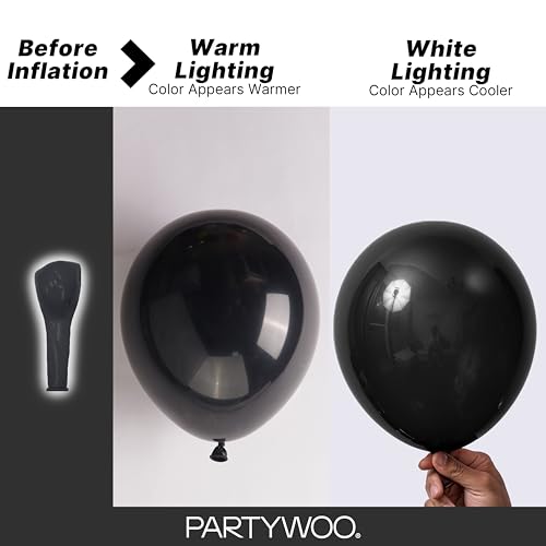 PartyWoo Black Balloons 140pcs Different Sizes of 18 12 10 5 Inch - Product Imagery