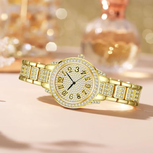 ADSBIAOYE Gold Watches for Women Luxury Diamond Ladies Bracelet - Product Imagery