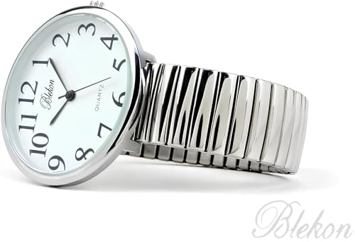 Geneva Super Large Stretch Watch Clear Number Easy Read (Silver) - Product Imagery