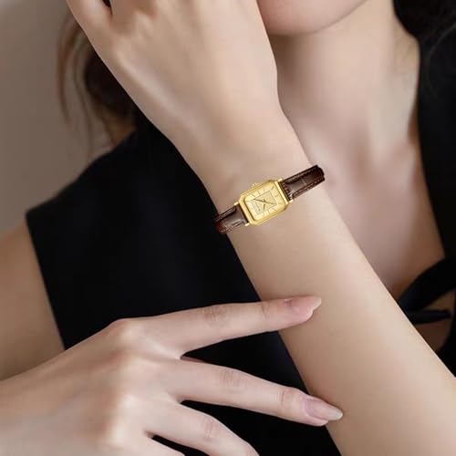 Gold Watches for Women-Rectangular Case Minimalist - Product Imagery