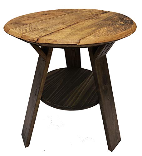 Bourbon Collection Whiskey Barrel Round Top End Table Rustic - Product Imagery
