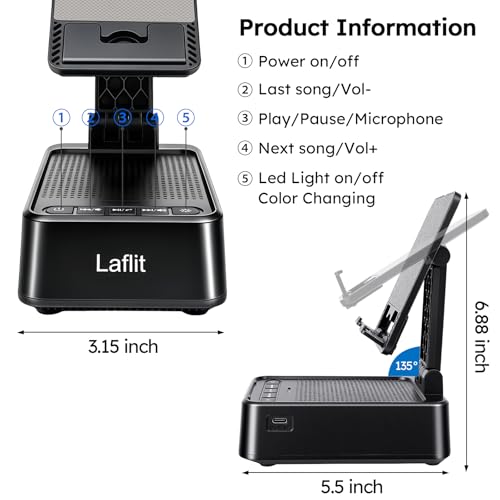 Gifts for Men Women, Phone Stand with Bluetooth Speaker & LED - Product Imagery