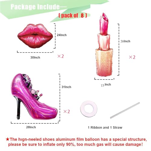 Lip balloon lipstick foil Lady high heels decoration,Valentine's - Product Imagery
