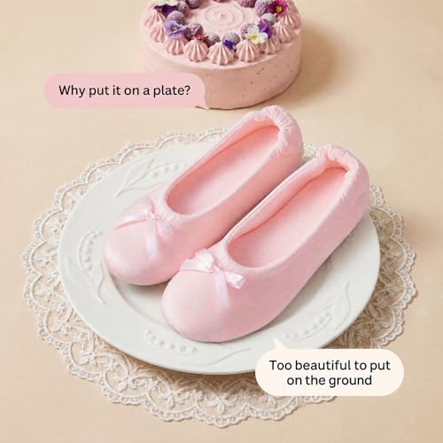 EverFoams Women's Satin Ballerina Slippers Memory Foam House - Product Imagery