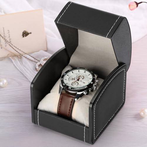Luxury Single Watch Gift Box with Removable Pillow, PU Leather - Product Imagery