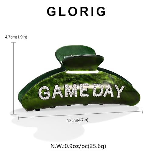 Game Day Hair Clips for Women Modern large Sport Claw Clip Green - Product Imagery