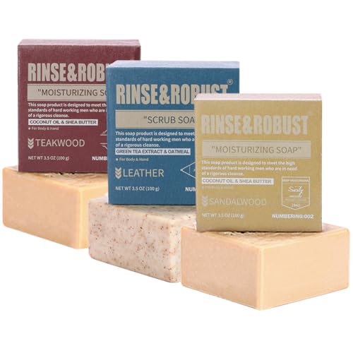 Rinse & Robust Mens Bar Soap Bath Bar Soap Handmade Natural Soap Bar Set - Rinse & Robust Official Product View 1