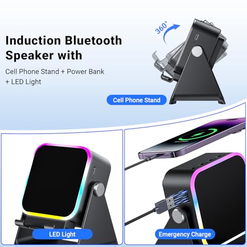 Induction Speaker with Phone Stand 5 in 1 Wireless Bluetooth - Product Imagery
