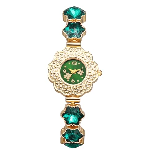 JewelryWe Women's Crystal Flower Watch: Analog Quartz Rhinestone - Product Imagery