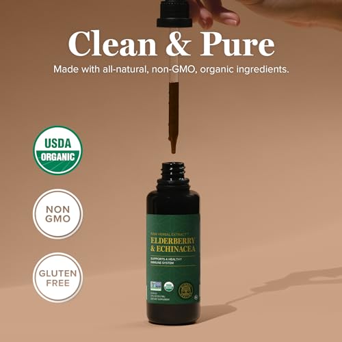 Global Healing USDA Organic Elderberry & Echinacea Liquid - Product Imagery