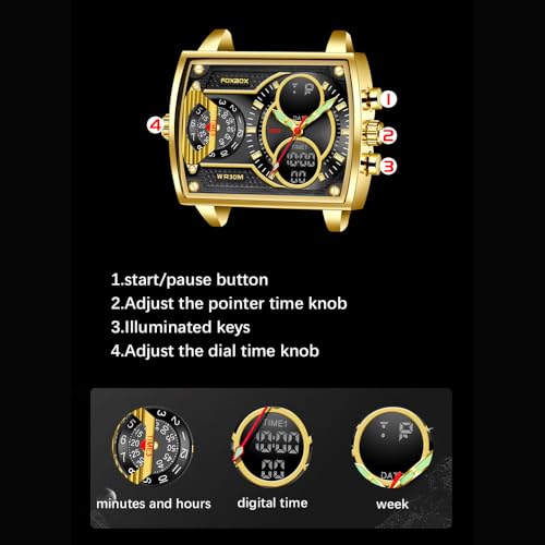 Luxury Men Boy Square Dial Digital Watch Luminous Waterproof - Product Imagery