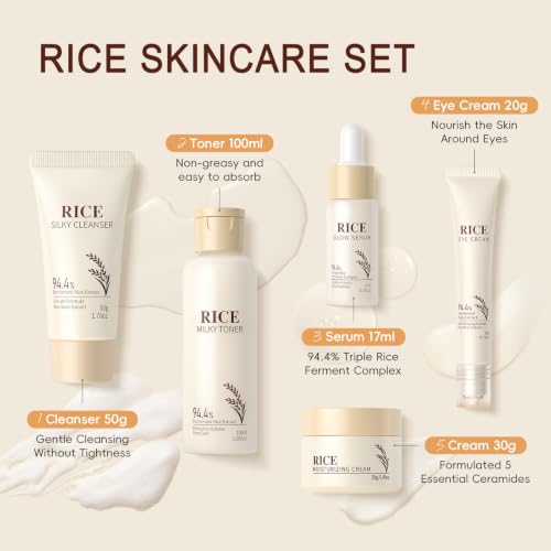 17 PCS Korean Skin Care Set, Rice SkinCare Set for Women & - Product Imagery