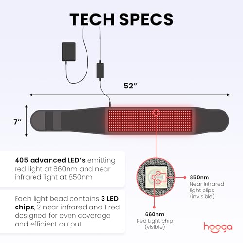 hooga Red Light Therapy Wrap, Infrared Light Belt with 405 - Product Imagery