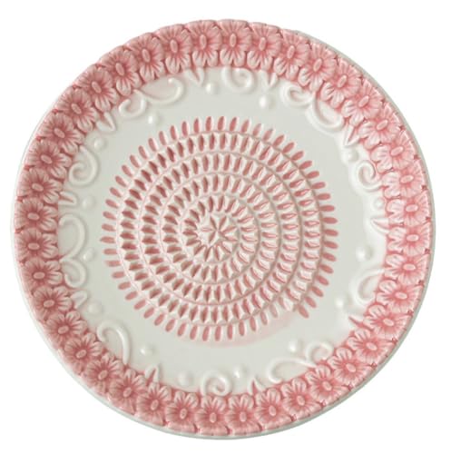 Premium Ceramic Garlic Grater Plate Set - Pink Embossed - Product Imagery